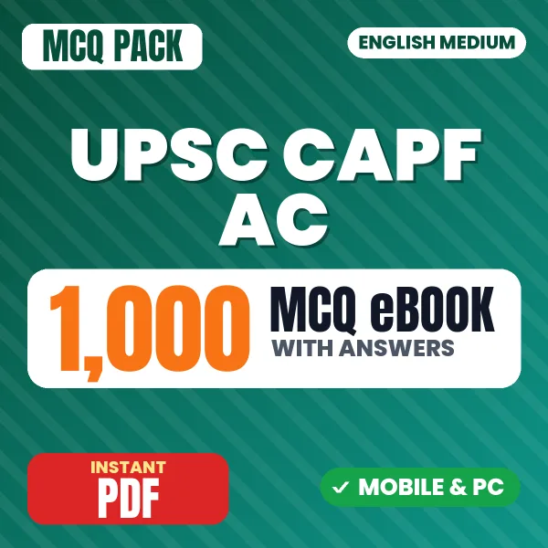 UPSC CAPF AC Paper-1 Exam – 1000 MCQ eBook with Answers | English Medium PDF Download