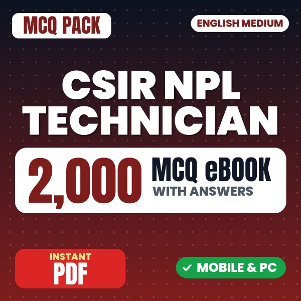 CSIR NPL Technician Exam Paper I – 2000 MCQ eBook with Answers | English Medium PDF Download