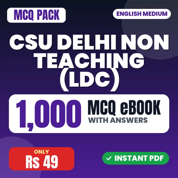 CSU Delhi Non Teaching (LDC) Exam – 1000 MCQ eBook with Answers | English Medium PDF Download