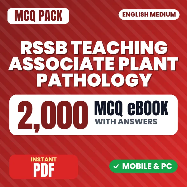 RSSB Teaching Associate (Plant Pathology) Exam Paper 1 – 2000 MCQ eBook with Answers | English Medium PDF Download