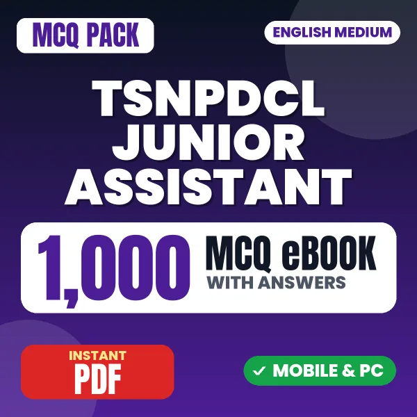 TSNPDCL Junior Assistant Exam – 1000 MCQ eBook with Answers | English Medium PDF Download