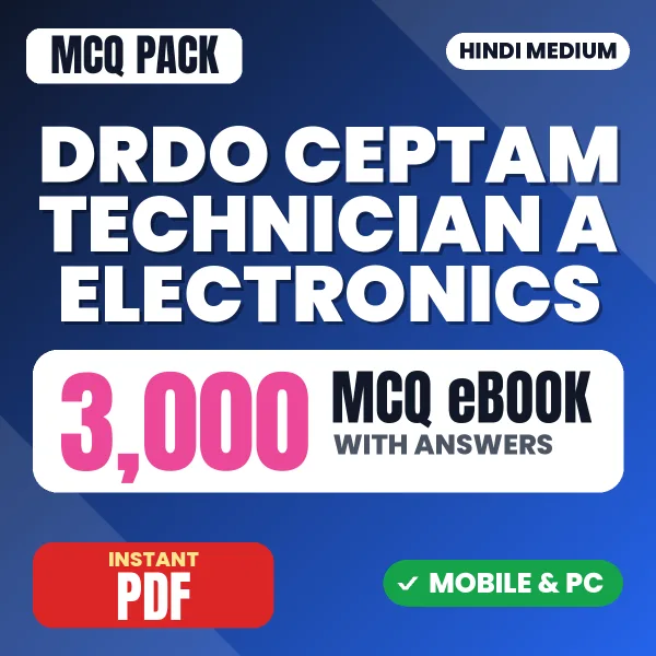 DRDO CEPTAM Technician A (Electronics) Exam Tier 1 – 3000 MCQ eBook with Answers | Hindi Medium PDF Download