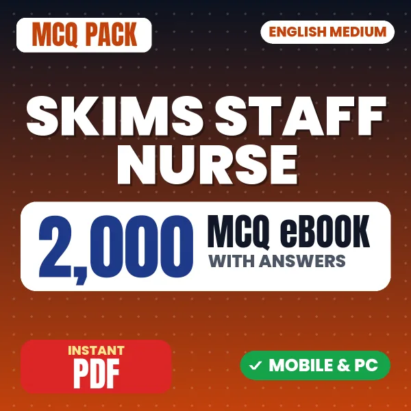 SKIMS Staff Nurse, Technician Exam – 2000 MCQ eBook with Answers | English Medium PDF Download
