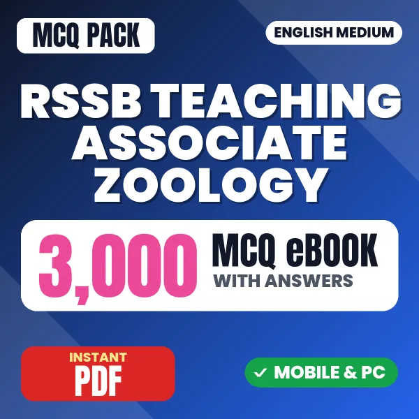 RSSB Teaching Associate (Zoology) Exam Paper 1 – 3000 MCQ eBook with Answers | English Medium PDF Download