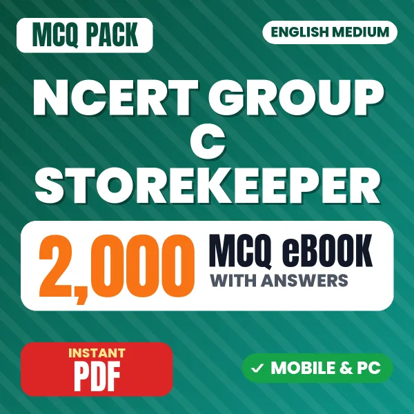 NCERT Group C (Storekeeper Grade II) Exam – 2000 MCQ eBook with Answers | English Medium PDF Download