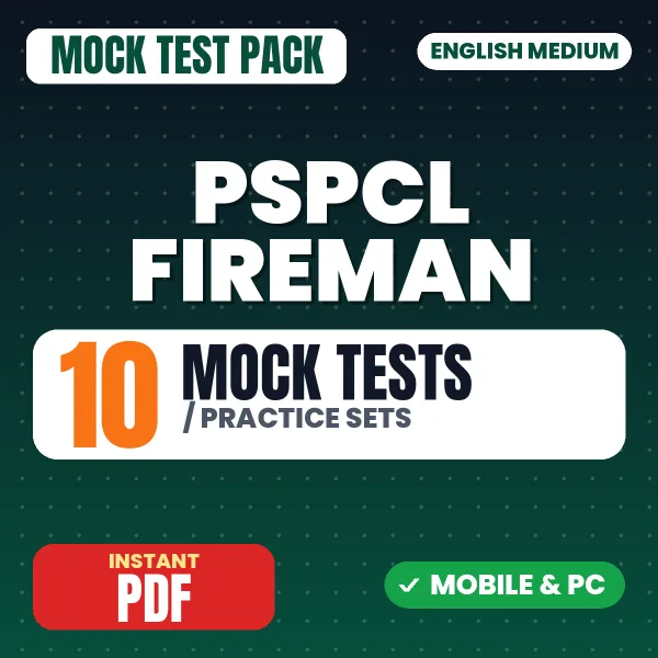 PSPCL Fireman Exam – 10 Mock Tests / Practice Sets | English Medium PDF Download
