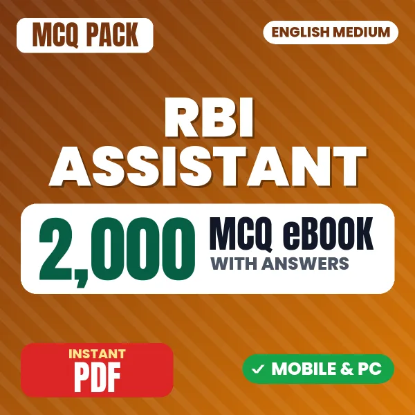 RBI Assistant Prelims Exam – 2000 MCQ eBook with Answers | English Medium PDF Download