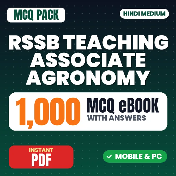 RSSB Teaching Associate (Agronomy) Exam Paper 1 – 1000 MCQ eBook with Answers | Hindi Medium PDF Download