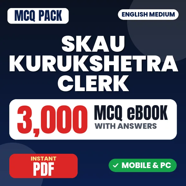 SKAU Kurukshetra Clerk Exam – 3000 MCQ eBook with Answers | English Medium PDF Download