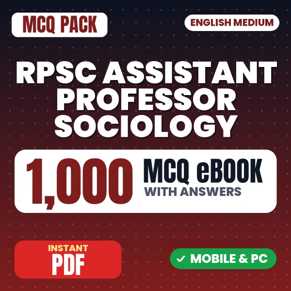 RPSC Assistant Professor (Sociology) Exam Paper I – 1000 MCQ eBook with Answers | English Medium PDF Download