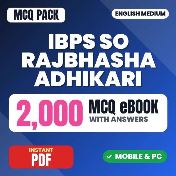 IBPS SO Rajbhasha Adhikari Prelims Exam – 2000 MCQ eBook with Answers | English Medium PDF Download