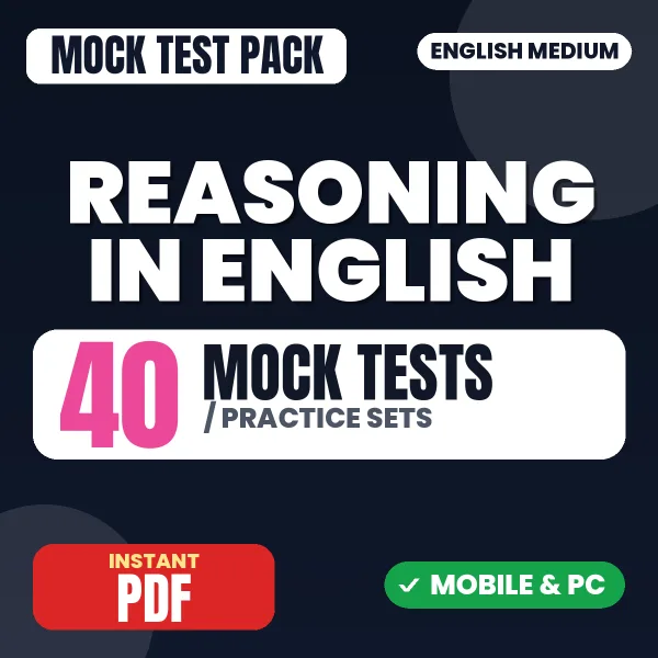 Reasoning – 40 Mock Tests / Practice Sets | English Medium PDF Download