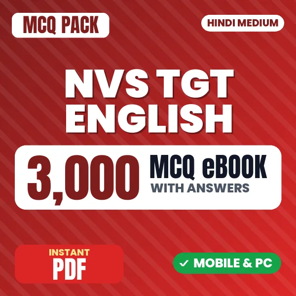 NVS TGT English Preliminary Exam Tier 1 – 3000 MCQ eBook with Answers | Hindi Medium PDF Download