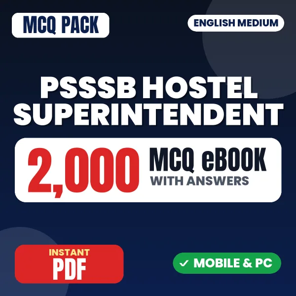 PSSSB Hostel Superintendent Exam – 2000 MCQ eBook with Answers | English Medium PDF Download