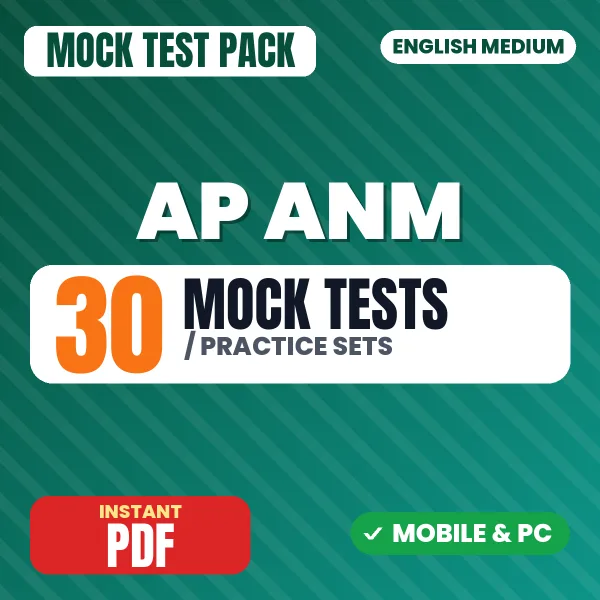 AP ANM Exam – 30 Mock Tests / Practice Sets | English Medium PDF Download