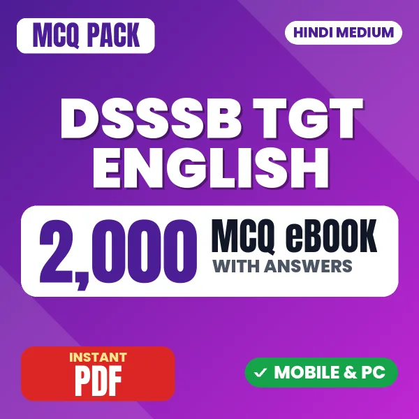 DSSSB TGT English Exam – 2000 MCQ eBook with Answers | Hindi Medium PDF Download