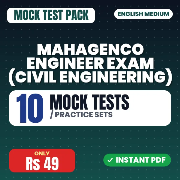 MAHAGENCO Engineer Exam (Civil Engineering) – 10 Mock Tests / Practice Sets | English Medium PDF Download