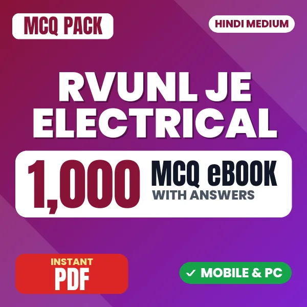 Rajasthan RVUNL JE Electrical Exam – 1000 MCQ eBook with Answers | Hindi Medium PDF Download