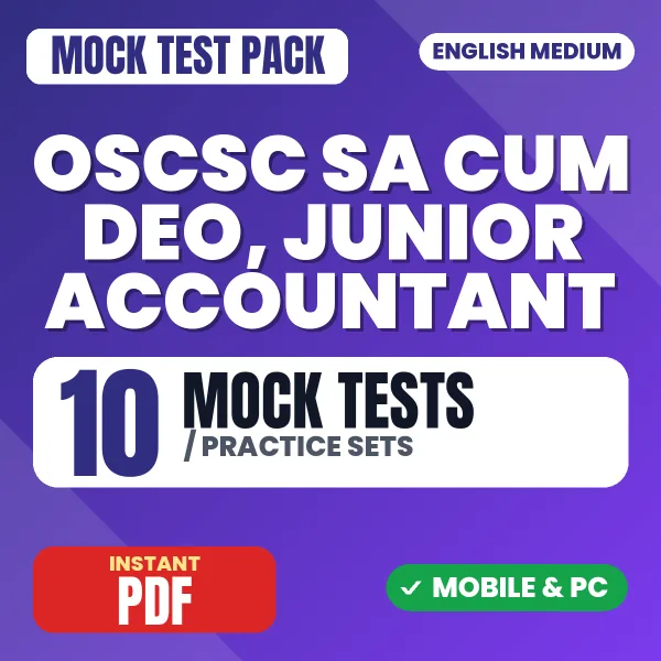 OSCSC SA cum DEO & Junior Accountant Exam – 10 Mock Tests / Practice Sets | English Medium PDF Download