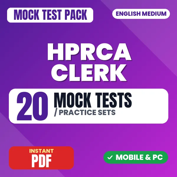 HPRCA Clerk Exam – 20 Mock Tests / Practice Sets | English Medium PDF Download