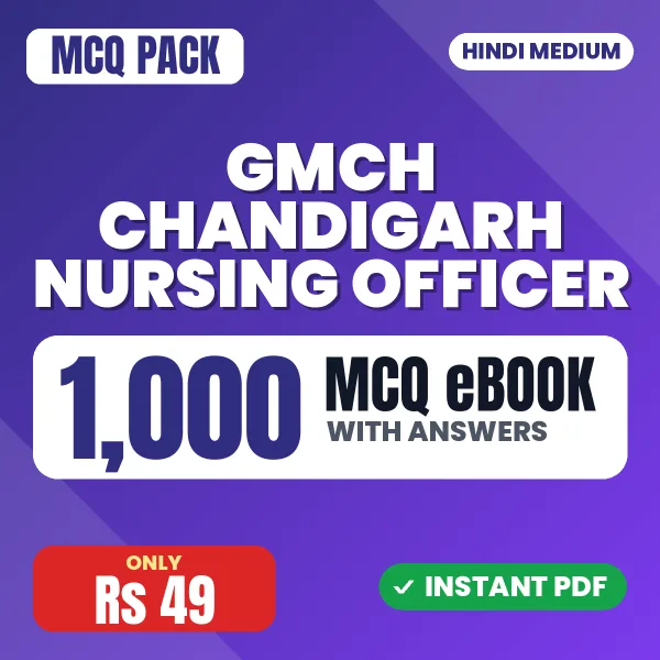 GMCH Chandigarh Nursing Officer Exam – 1000 MCQ eBook with Answers | Hindi Medium PDF Download