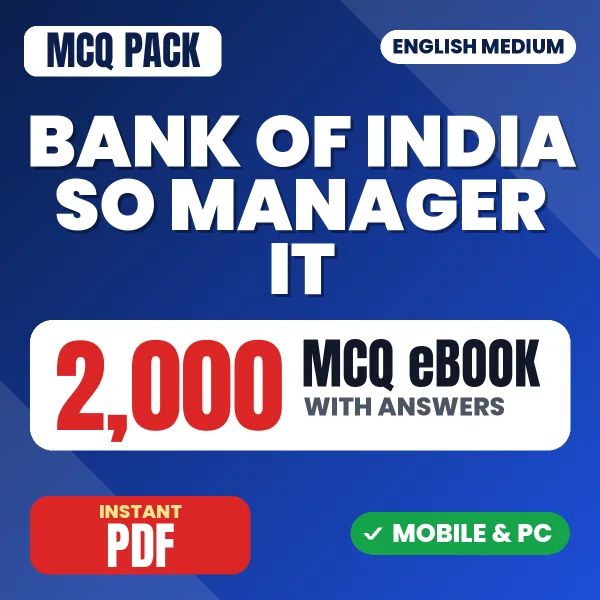 Bank of India SO (Manager – IT (Scale II) Exam – 2000 MCQ eBook with Answers | English Medium PDF Download