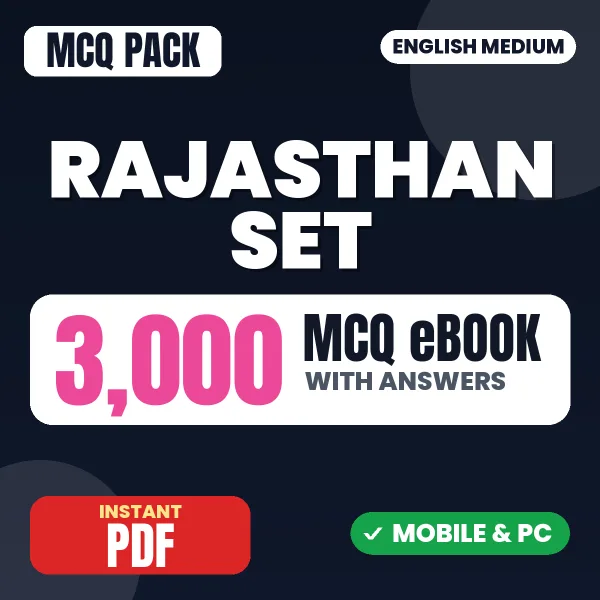 Rajasthan SET (Paper 1) Exam – 3000 MCQ eBook with Answers | English Medium PDF Download