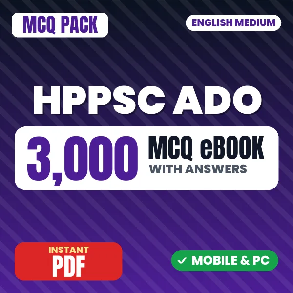 HPPSC Agriculture Development Officer Exam Paper 1 – 3000 MCQ eBook with Answers | English Medium PDF Download