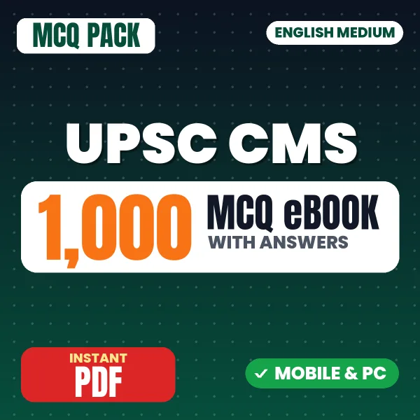 UPSC CMS Exam Paper 1 – 1000 MCQ eBook with Answers | English Medium PDF Download