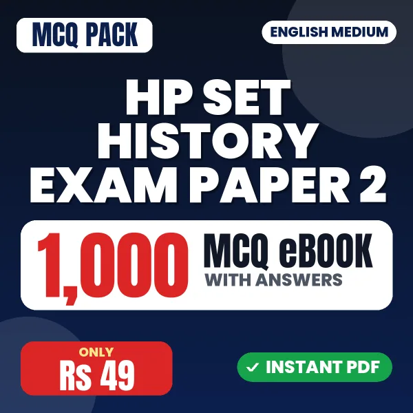 HP SET History Exam Paper 2 – 1000 MCQ eBook with Answers | English Medium PDF Download