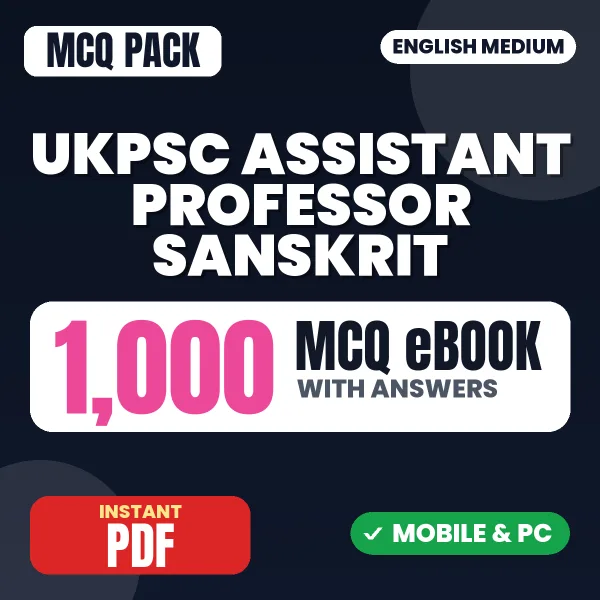 UKPSC Assistant Professor (Sanskrit) Exam - Sanskrit – 1000 MCQ eBook with Answers | English Medium PDF Download
