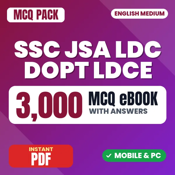 SSC JSA LDC DoPT LDCE Exam – 3000 MCQ eBook with Answers | English Medium PDF Download