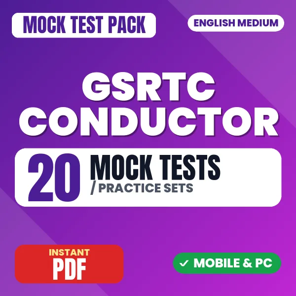 GSRTC Conductor Exam – 20 Mock Tests / Practice Sets | English Medium PDF Download