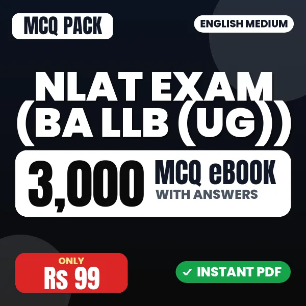NLAT Exam (BA LLB (UG)) – 3000 MCQ eBook with Answers | English Medium PDF Download