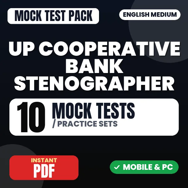 UP Cooperative Bank Stenographer Preliminary Exam – 10 Mock Tests / Practice Sets | English Medium PDF Download