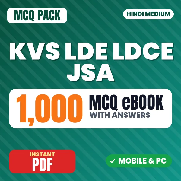KVS LDE/LDCE Junior Secretariat Assistant Exam Tier 1 – 1000 MCQ eBook with Answers | Hindi Medium PDF Download