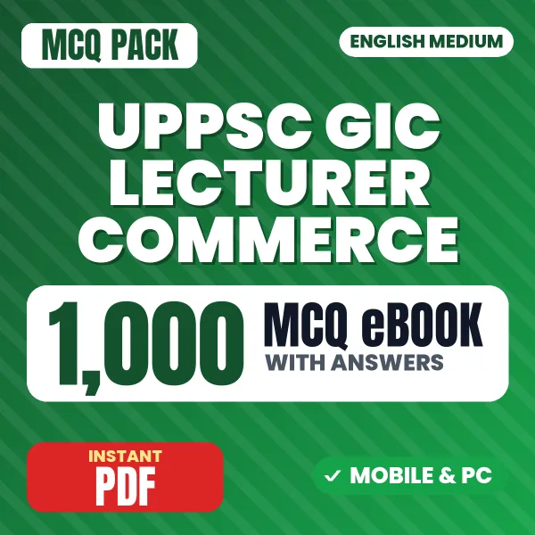 UPPSC GIC Lecturer (Commerce) Prelims Exam – 1000 MCQ eBook with Answers | English Medium PDF Download