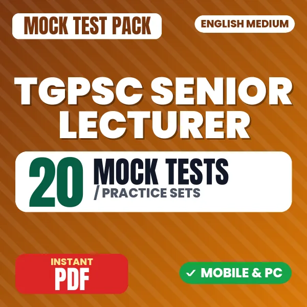 TGPSC Senior Lecturer Exam Paper 1 – 20 Mock Tests / Practice Sets | English Medium PDF Download