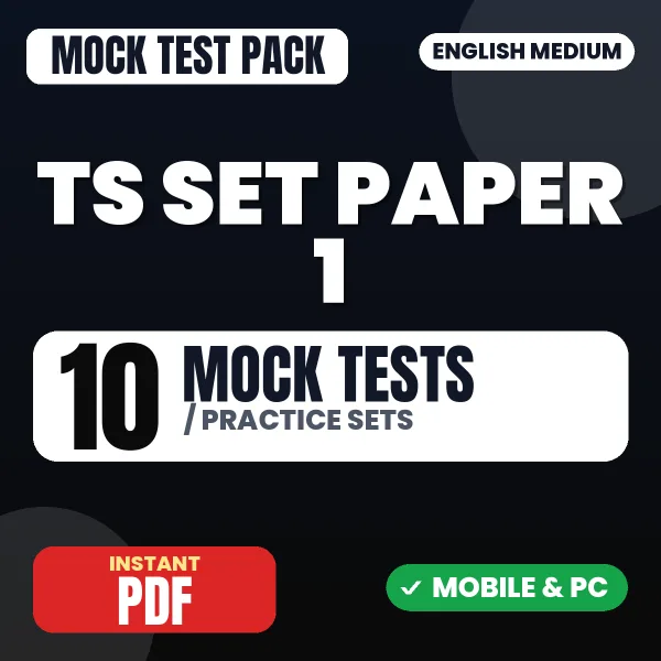 TS SET Exam Paper 1 – 10 Mock Tests / Practice Sets | English Medium PDF Download