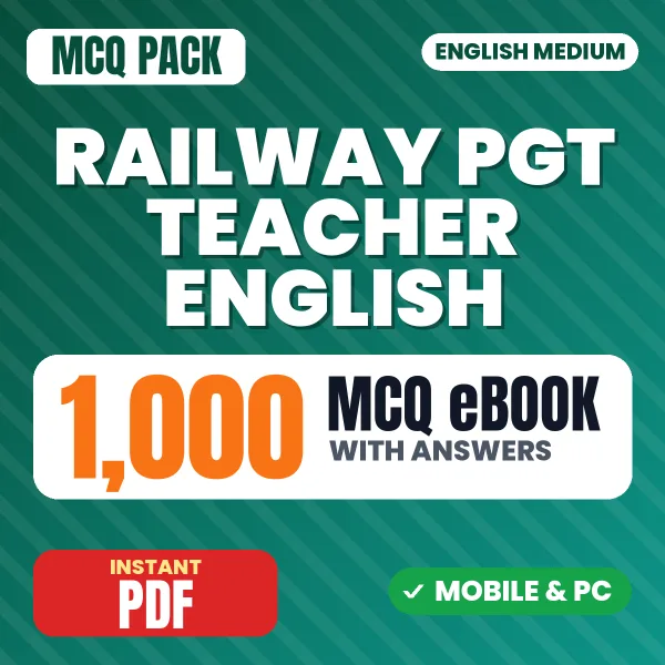 Railway PGT Teacher (English) Exam – 1000 MCQ eBook with Answers | English Medium PDF Download