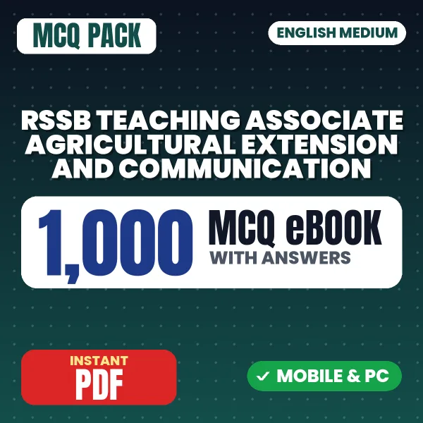 RSSB Teaching Associate (Agricultural Extension and Communication) Exam Paper 1 – 1000 MCQ eBook with Answers | English Medium PDF Download