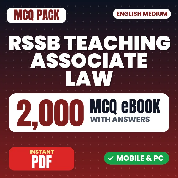 RSSB Teaching Associate (Law) Paper-1 Exam – 2000 MCQ eBook with Answers | English Medium PDF Download