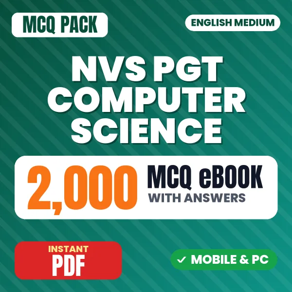 NVS PGT Computer Science Tier-I (Prelims) Exam – 2000 MCQ eBook with Answers | English Medium PDF Download