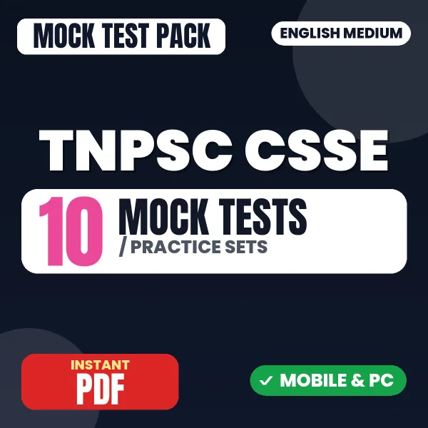TNPSC CSSE Exam Paper II – 10 Mock Tests / Practice Sets | English Medium PDF Download