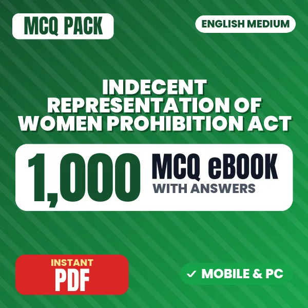 Indecent Representation of Women (Prohibition) Act, 1986 – 1000 MCQ eBook with Answers | English Medium PDF Download