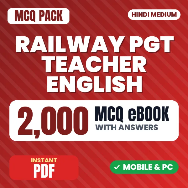 Railway PGT Teacher (English) Exam – 2000 MCQ eBook with Answers | Hindi Medium PDF Download
