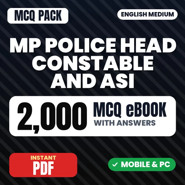 MP Police Head Constable & ASI Paper-1 Exam – 2000 MCQ eBook with Answers | English Medium PDF Download