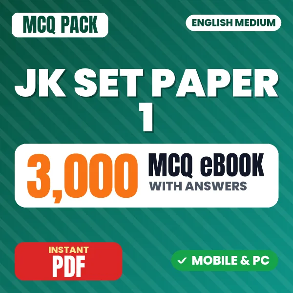 JK SET Paper-I Exam – 3000 MCQ eBook with Answers | English Medium PDF Download