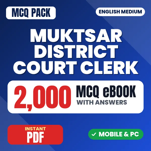 Muktsar District Court Clerk Exam – 2000 MCQ eBook with Answers | English Medium PDF Download