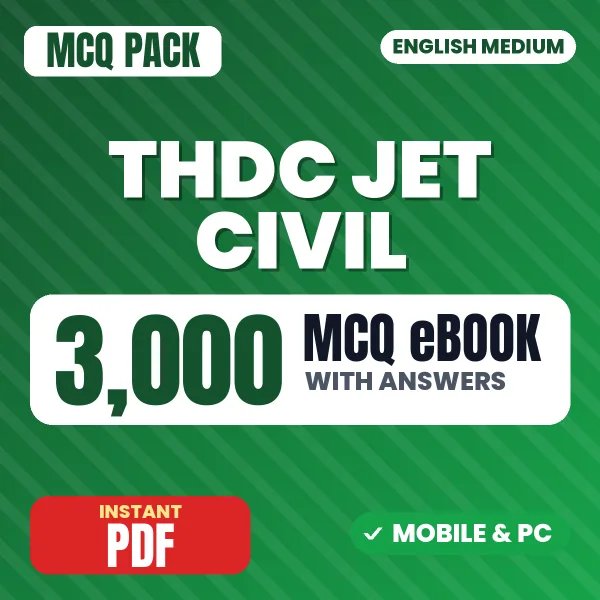 THDC JET Civil Exam – 3000 MCQ eBook with Answers | English Medium PDF Download